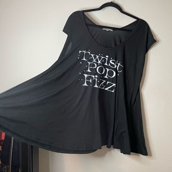 Wildfox Short Sleeve Top Twist Pop Fuzz Tulum Tunic Black - Picture 6 of 8